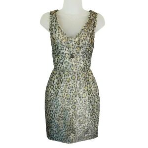 NWT Z Spoke Zac Posen Leopard Print Dress Size 4 Green Cocktail Wedding Guest‎